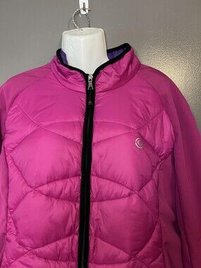 Giacca Sport Jacket Womens XL Pink Quilted Softshell Hybrid Full Zip Insulated